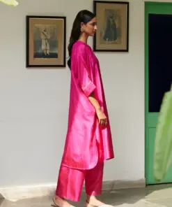 Alternative view of Fuchsia Silk Kurta Set